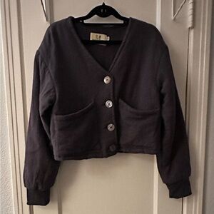 XS/S Cropped Charcoal Thick Linen Survival Jacket